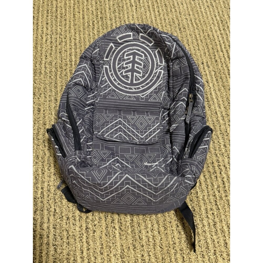 Element Skateboard Backpack Tribal AOP VTG Y2K Rare Grey White